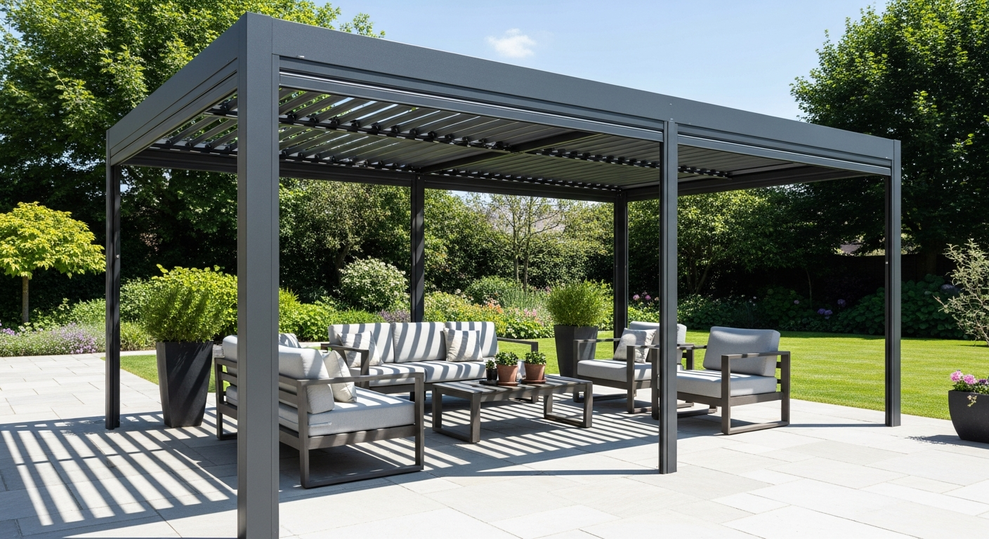 Gartenpavillon aus Metall als Schattenspender