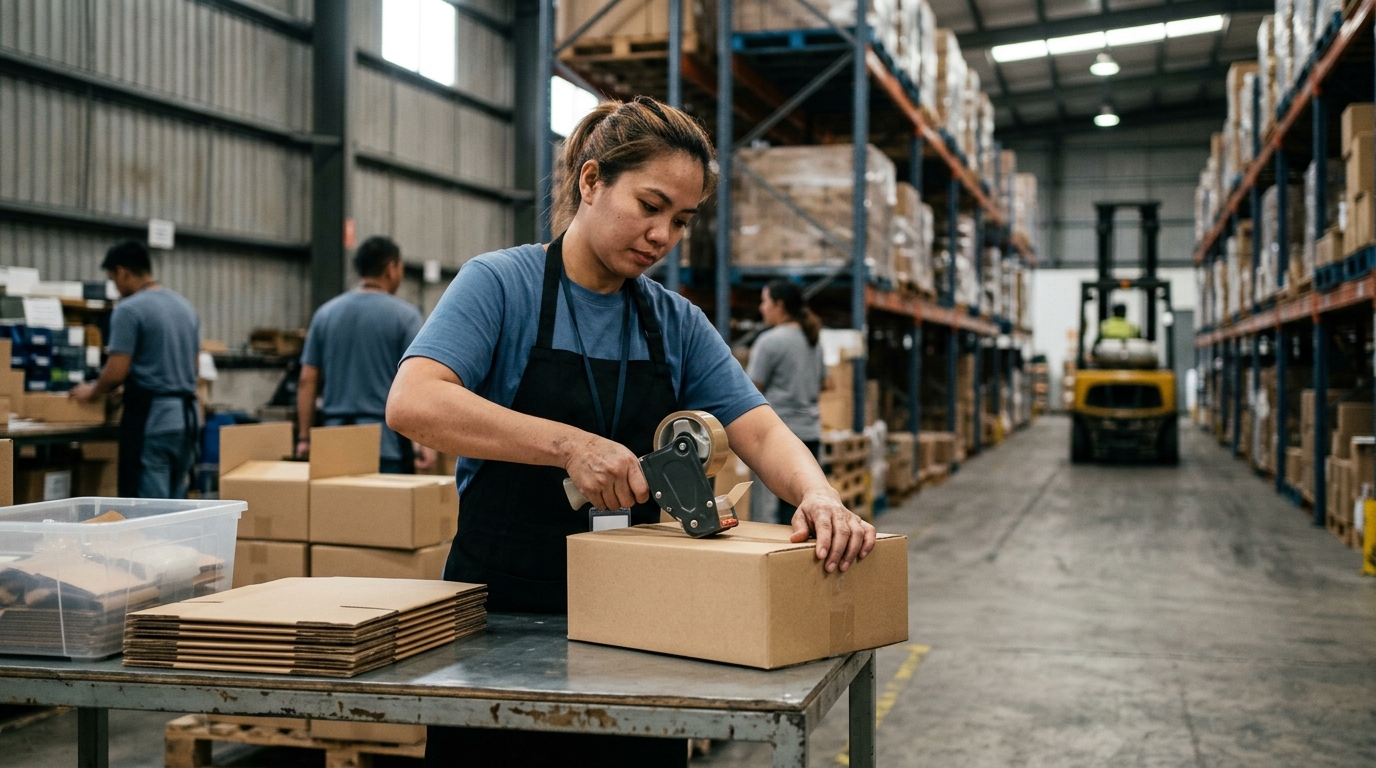 Trabaho sa Warehouse at Pag-iimpake ng Produkto
