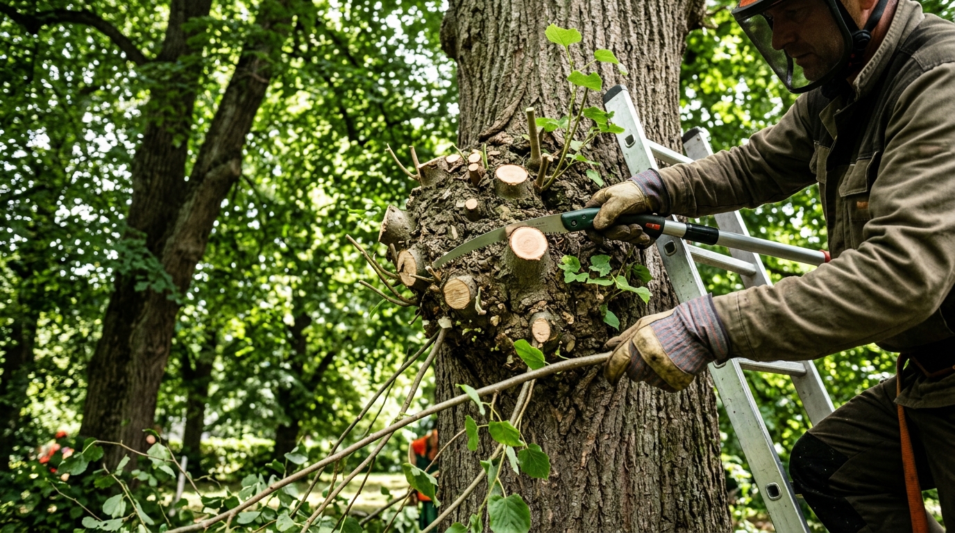 9 Water Shoots Removed from a Tilia Cordata Pollard Head with Ars LA-180