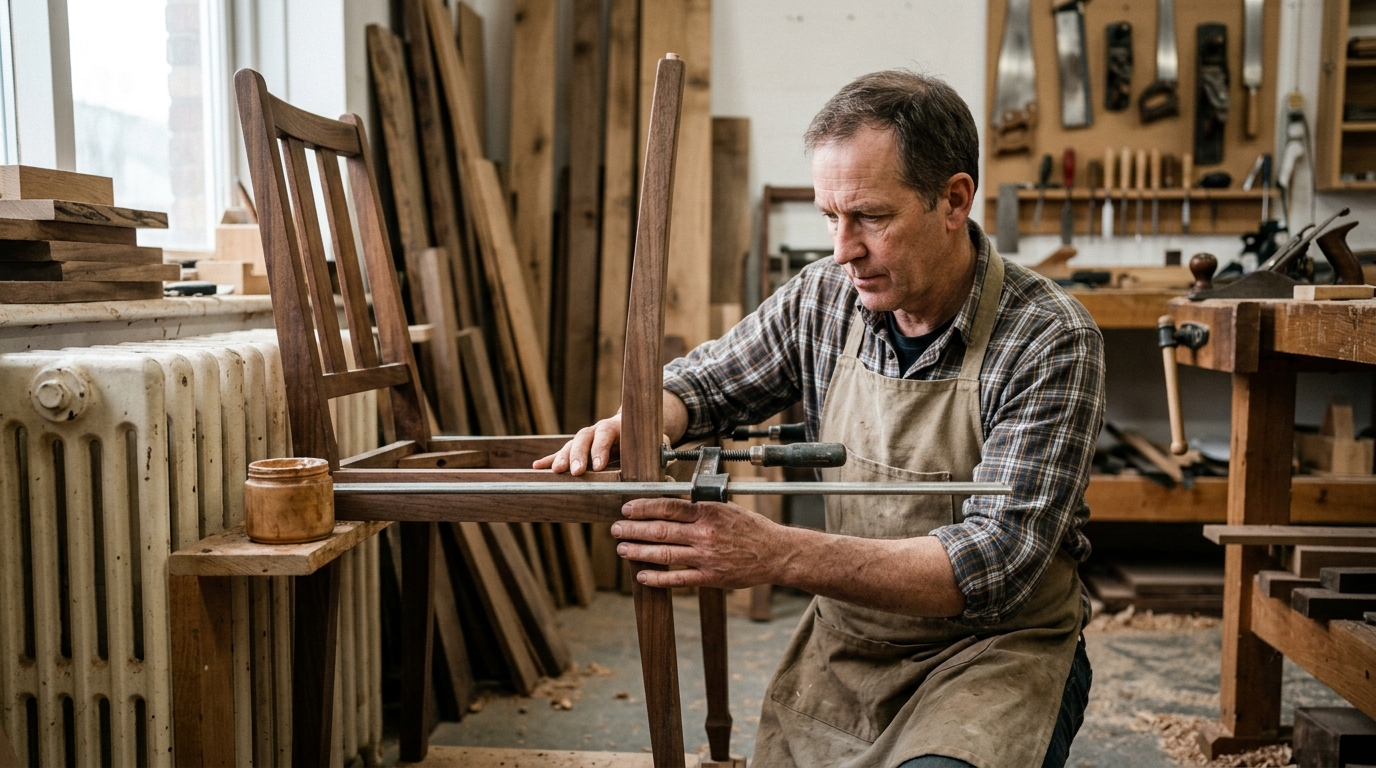 Up to 40% Faster Curing on a Chair Repair from Cascamite Warmed Beside a Radiator