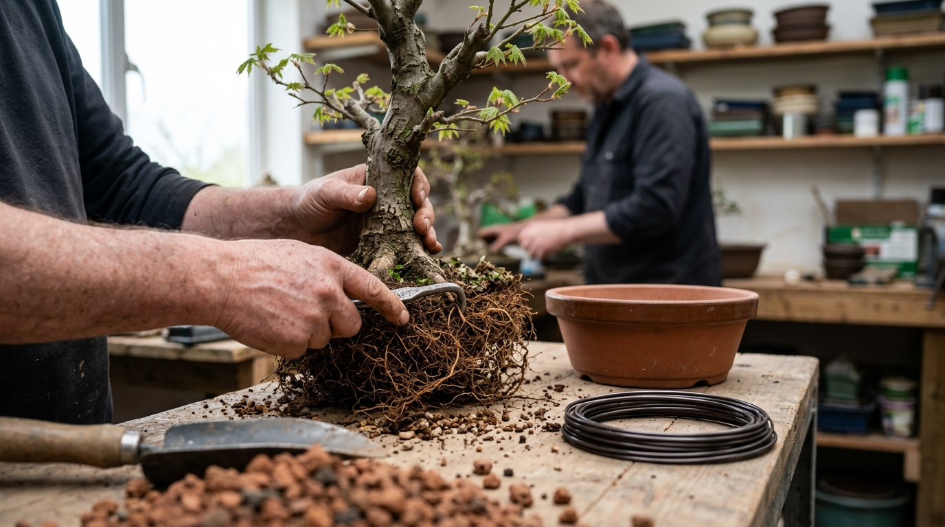 9 Step Acer Palmatum Repotting Routine with Akadama Substrate for Bonsai