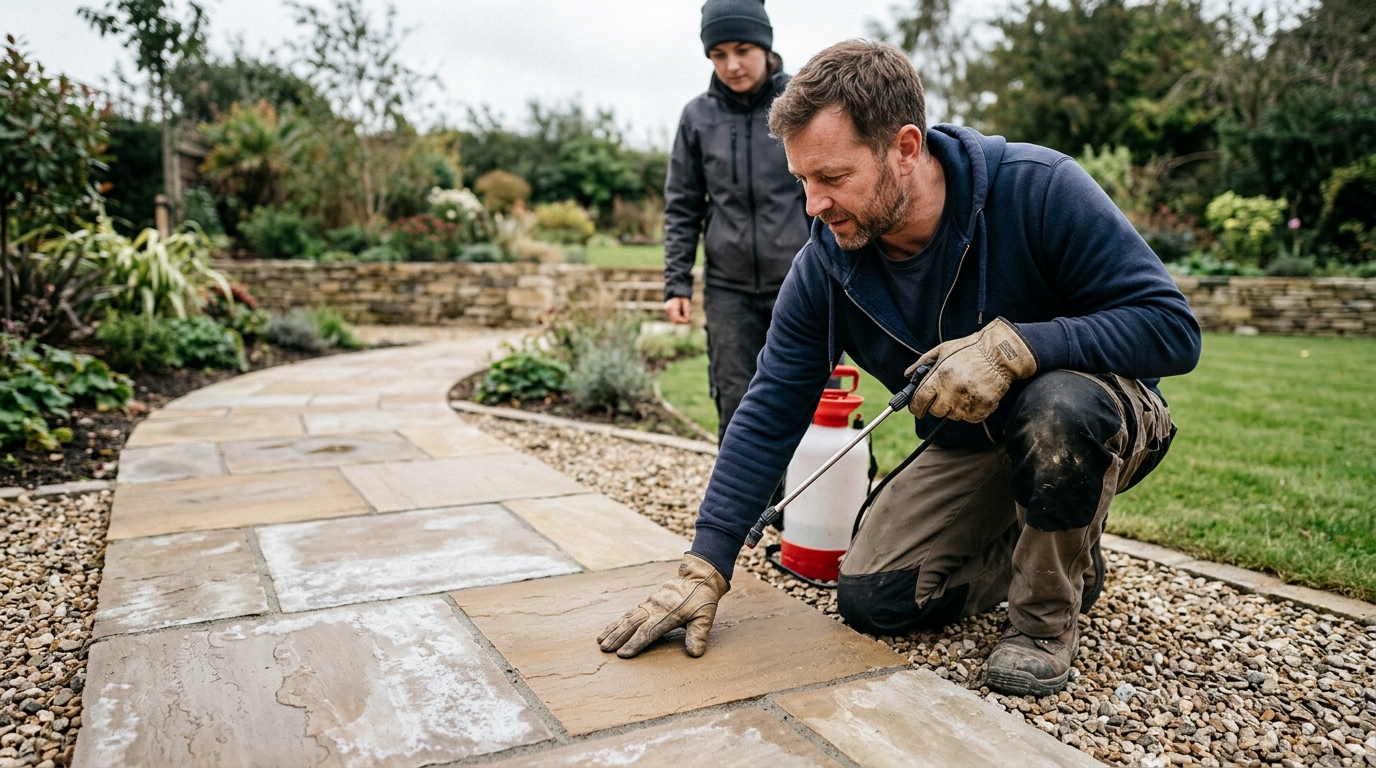Up to 40% Less Efflorescence from a Lithofin Sealer on a Sandstone Path