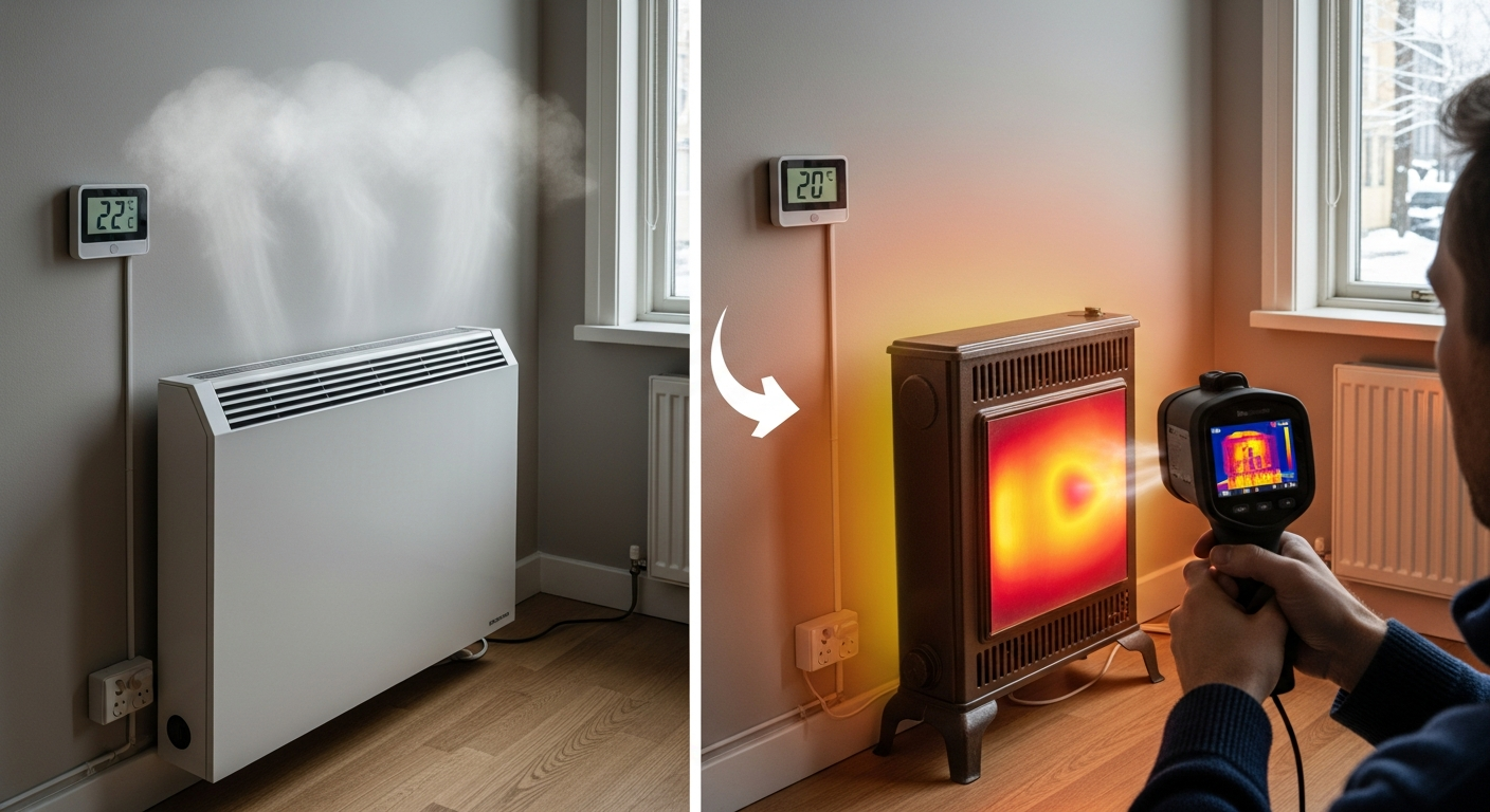 Vergleich zwischen Konvektion und Strahlungswärme