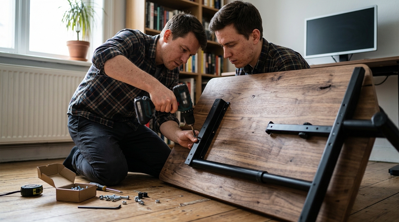 Bekant Legs Paired with a Karlby Walnut Top for a 1.6-Metre Standing Desk