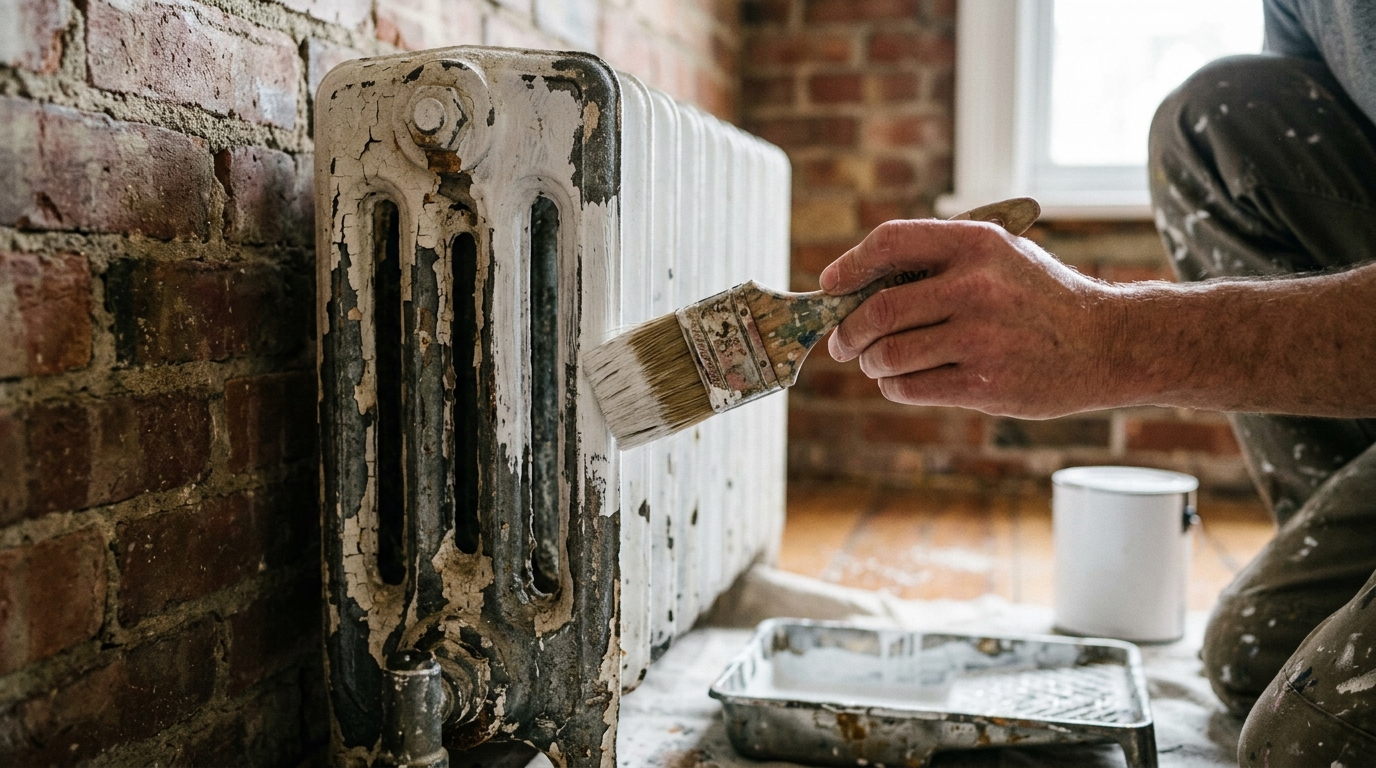 Peeling Radiator Paint Corrected with Rust-Oleum Radiator Enamel on Cast Iron Panels