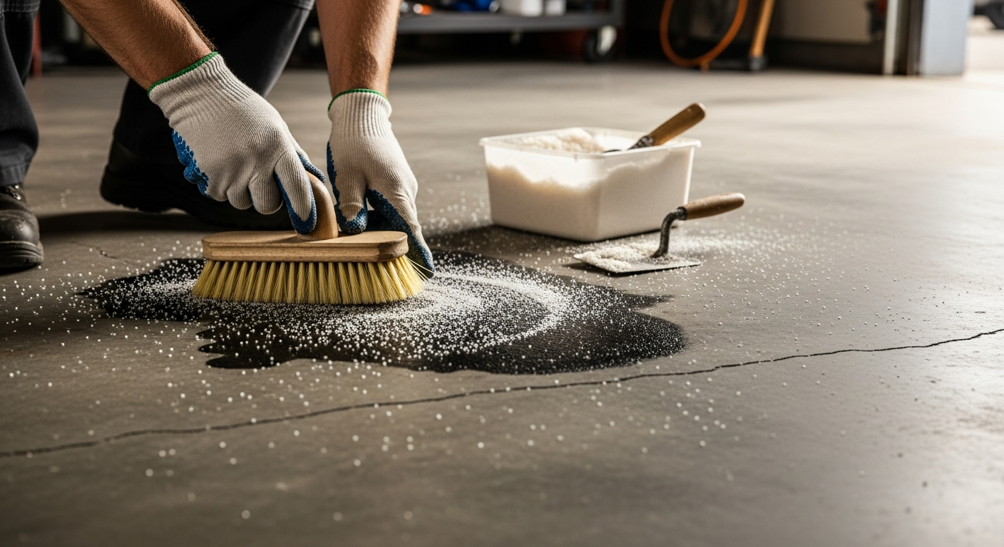Îndepărtarea petelor de ulei de pe beton