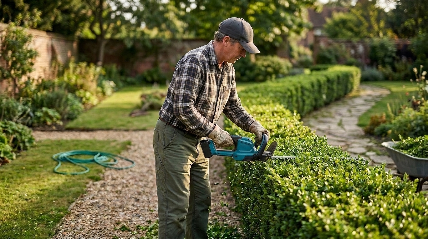 14 Metres of Box Hedge Trimmed by a Makita DUH523Z on a Single 5Ah Battery