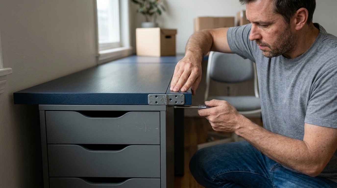 Two Lagkapten Tops Joined over Alex Drawers for a 3-Metre Home Office Desk