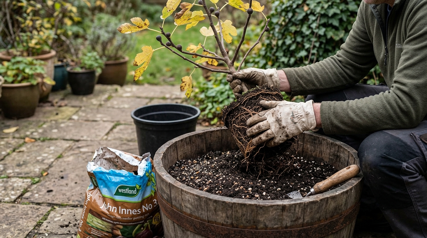 Westland John Innes No 3: Why Repotting a 2-Year Fig Cuts Summer Wilt in a Half Barrel