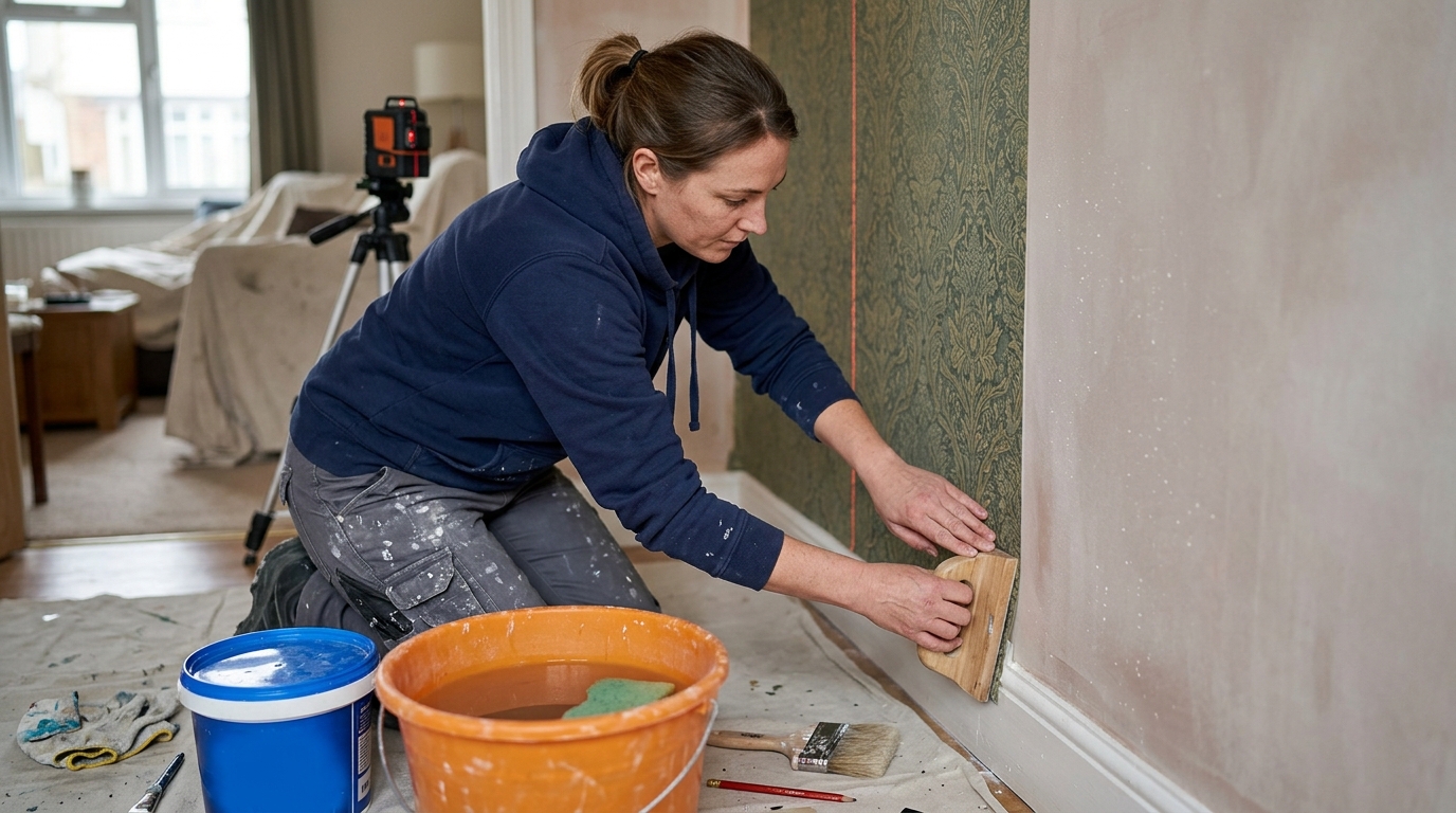 Hang 8 Drops of Cole and Son Wallpaper Straight with a Laser Level and a Sugar Soap Wash