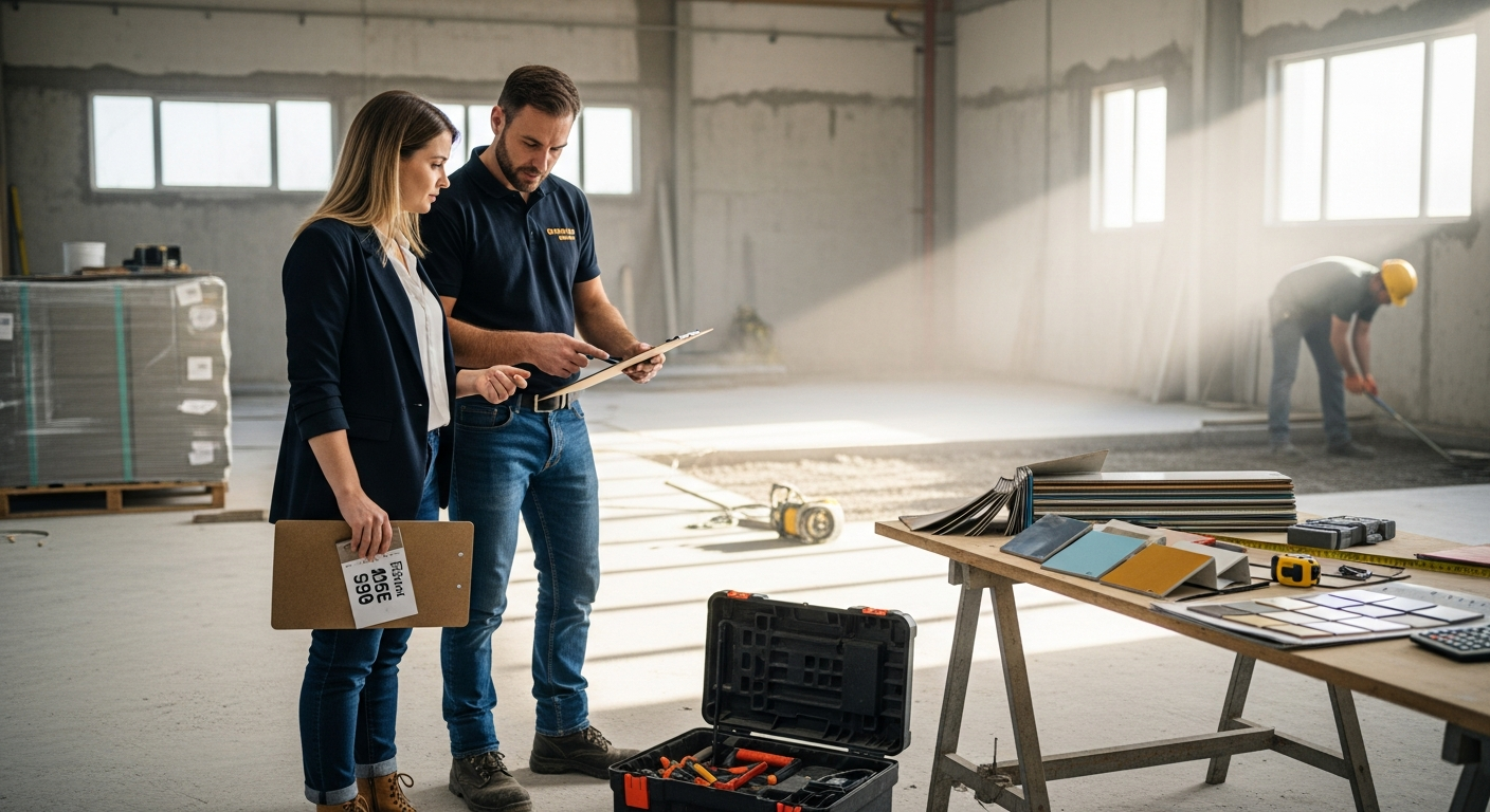 Εύρεση της σωστής τιμής για εποξειδικές λύσεις δαπέδων.