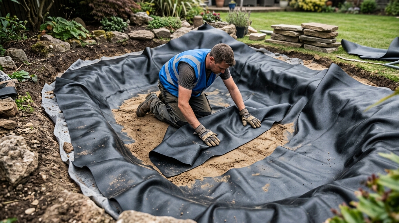 Failing Pond Liner Replaced with Firestone EPDM Over a 10-Square-Metre Base
