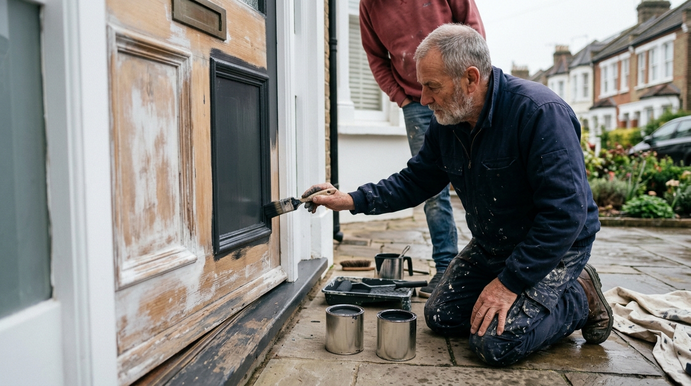 Farrow and Ball Railings vs Little Greene Lamp Black for a Deep Charcoal Front Door