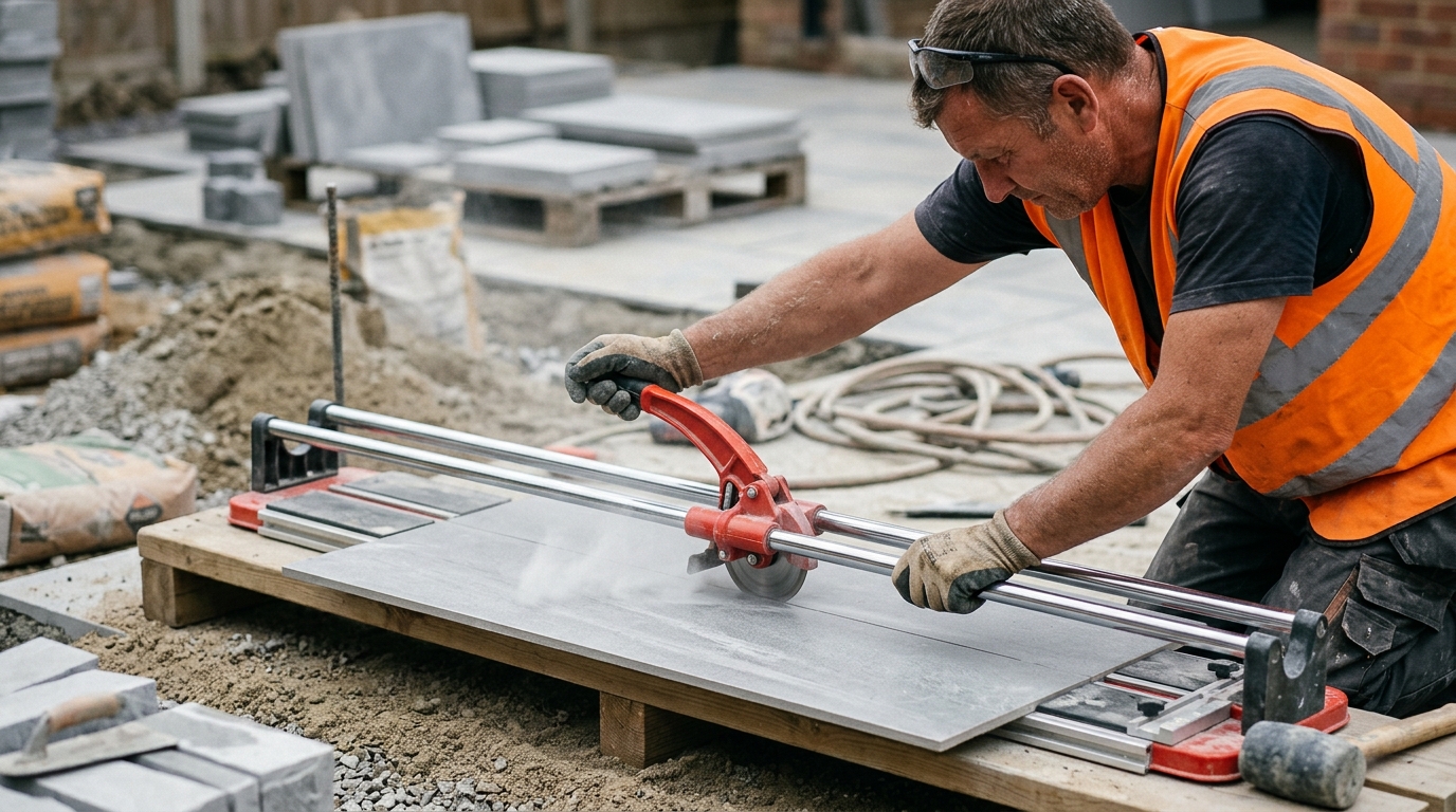 Cut a Porcelain Slab Cleanly with a Rubi TX-1200 Rail and a Diamond Blade