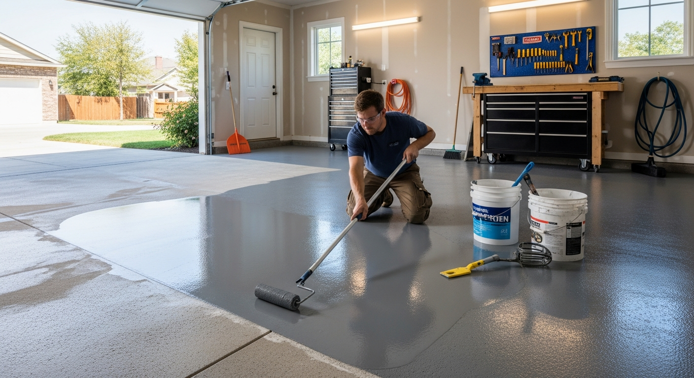 สร้างพื้นโรงรถที่ทนทานด้วยระบบอีพ็อกซี่