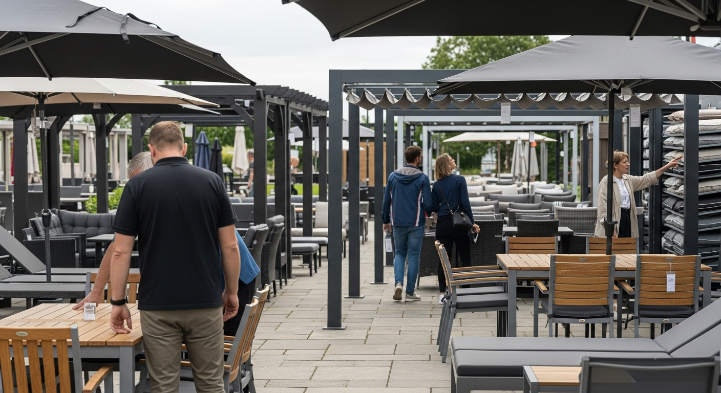 Abverkauf von Gartenmöbeln und Überdachungen