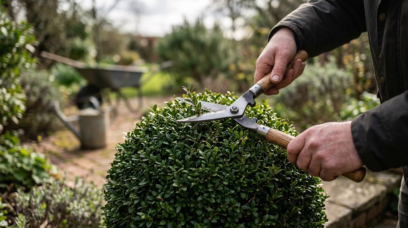 Shape a Buxus Sempervirens Ball with Okatsune 217 Shears in 4 Cuts