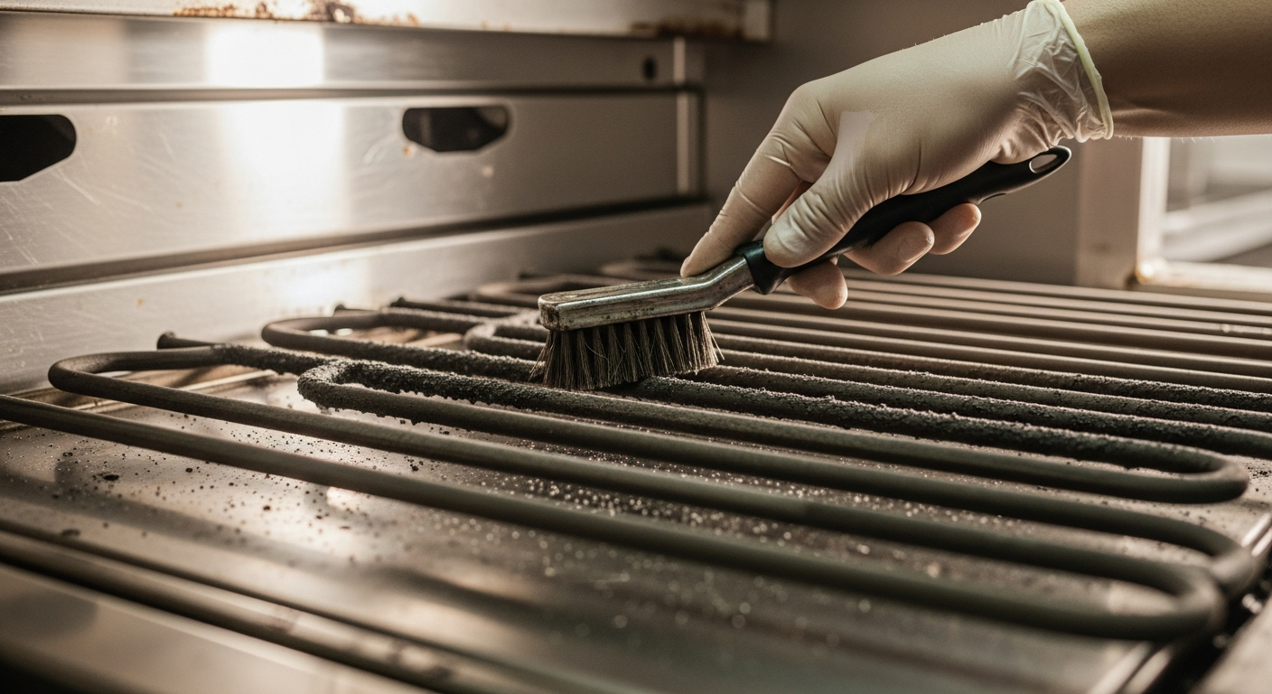 Thorough cleaning for kitchen heating elements