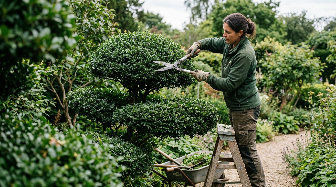3 Tiers Shaped on a Ligustrum Delavayanum Cloud Form with Okatsune 217 Shears