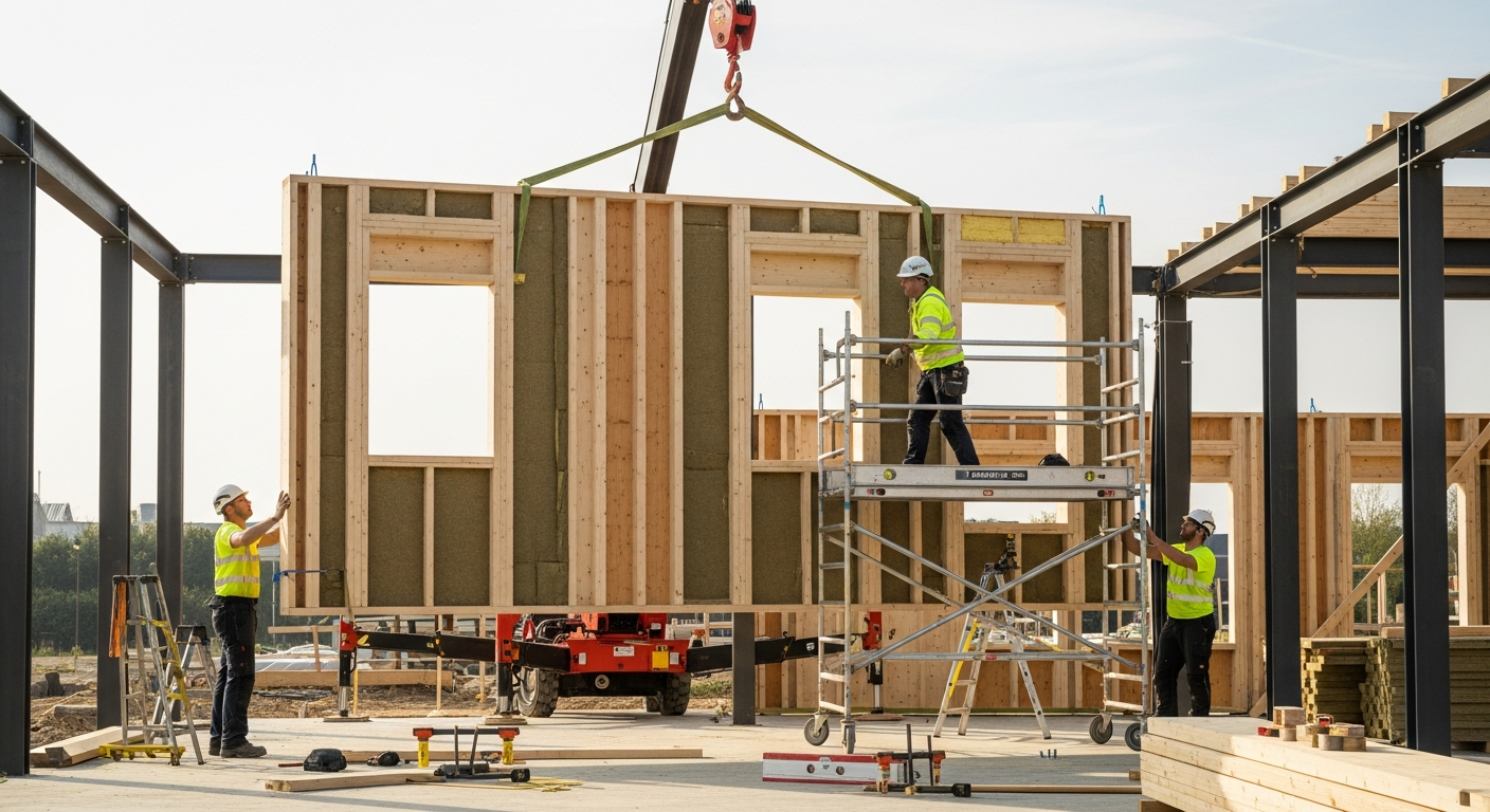 Montageproces van geprefabriceerde componenten