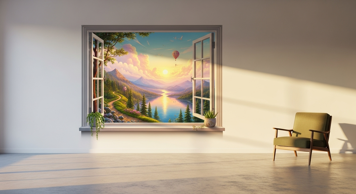 Whimsical Wallpaper Windows: Transforming Blank Walls into Portals of Imagination