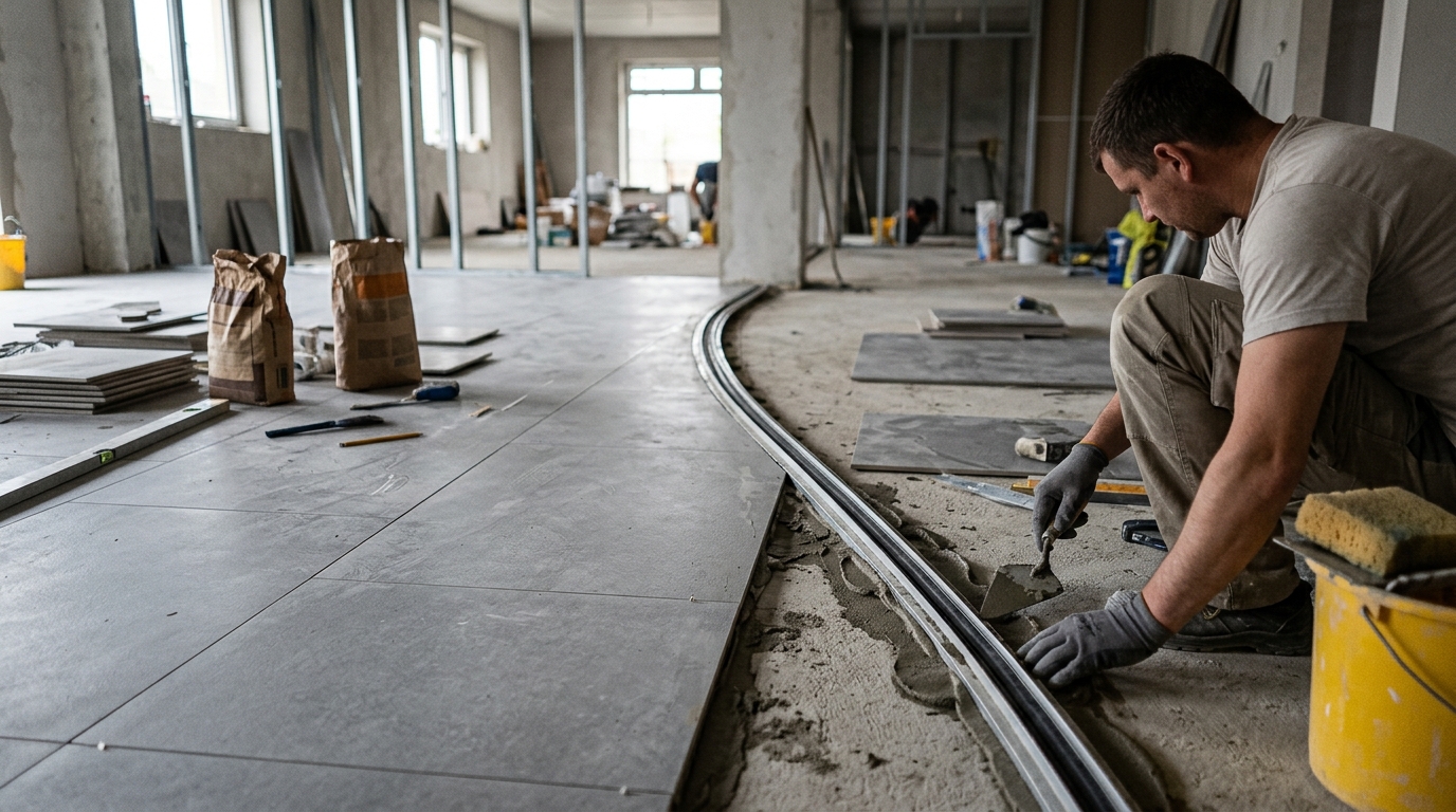 28 Metres of Perimeter Movement Joint Placed with Schluter Dilex on an Open Plan Ground Floor