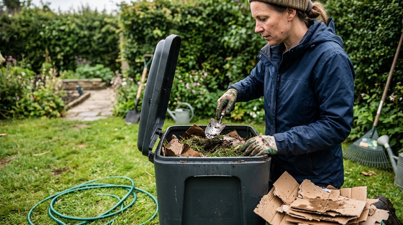 Compost Ready in 12 Weeks from a HotBin Mk2 on Grass Clippings and Cardboard