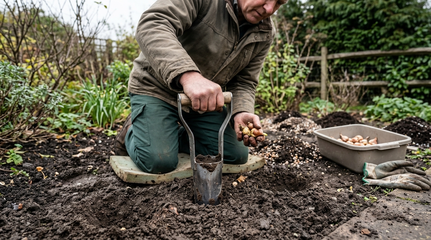 220 Bulbs Planted in an Afternoon by a Kent and Stowe Bulb Planter on a Clay Border