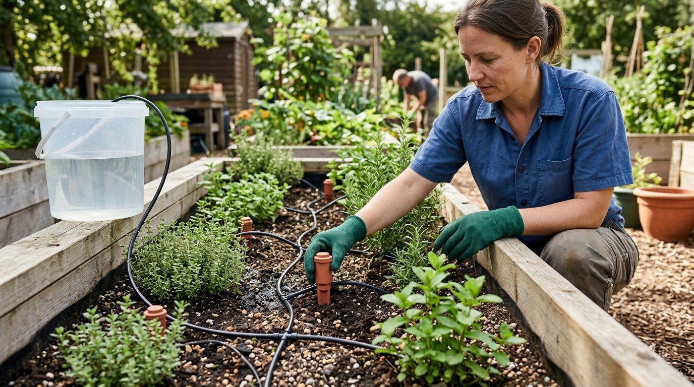 12 Litres a Week Saved by a Blumat Drip System on a Raised Herb Bed