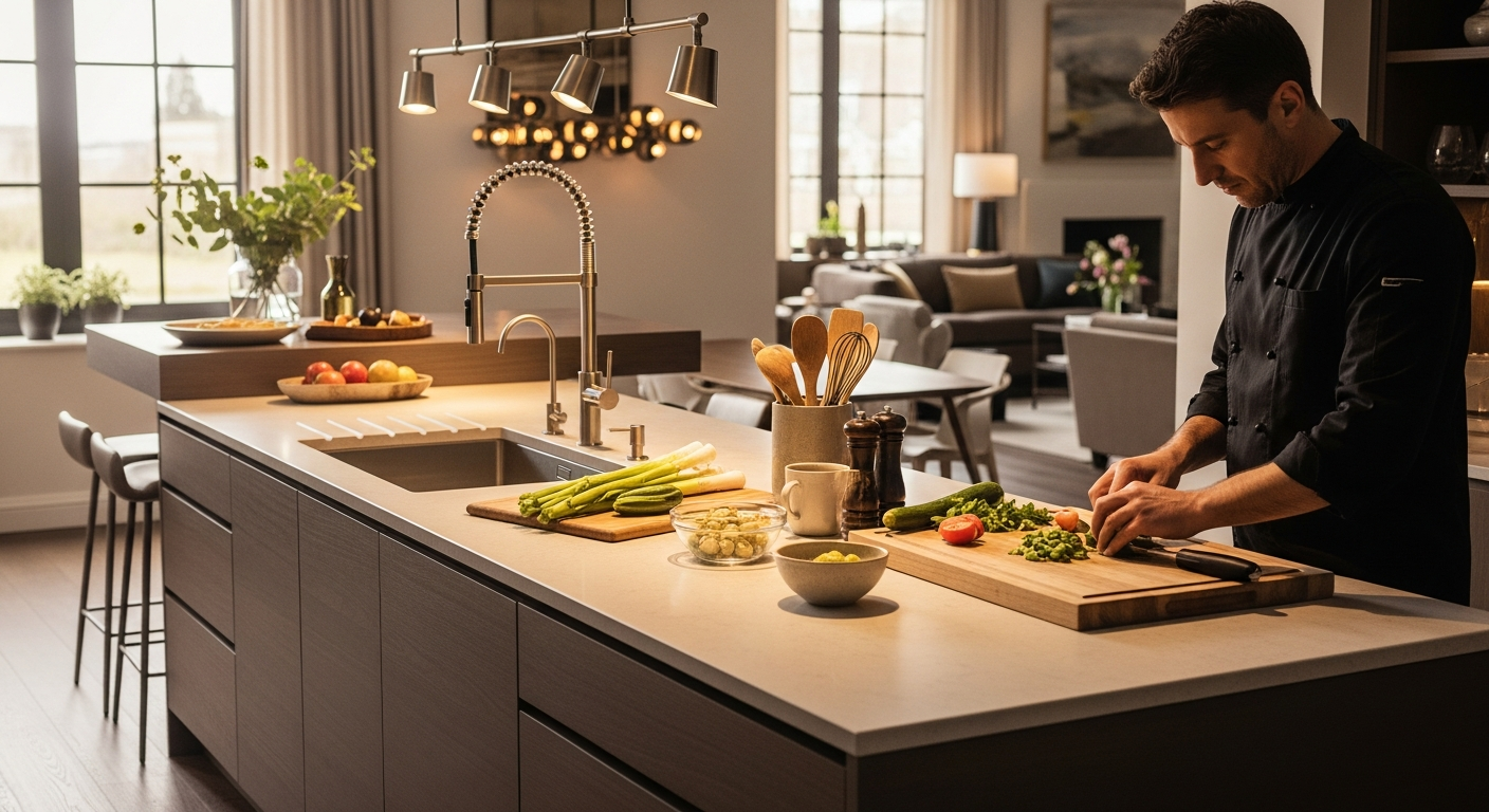 Versatilità e stile per l'area di preparazione.