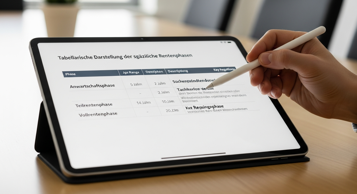 Tabellarische Darstellung der gesetzlichen Rentenphasen