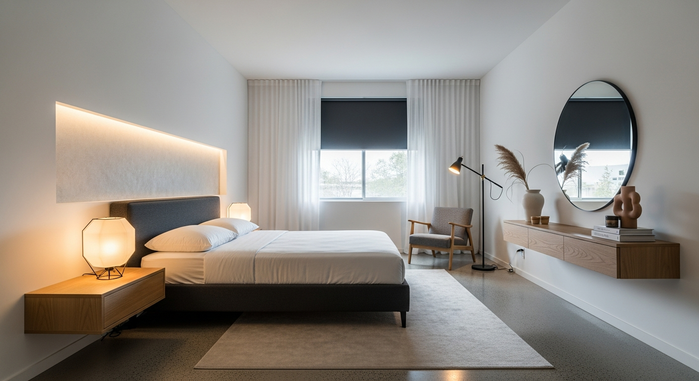 Φωτισμός και διακόσμηση σε μοντέρνα υπνοδωμάτια.