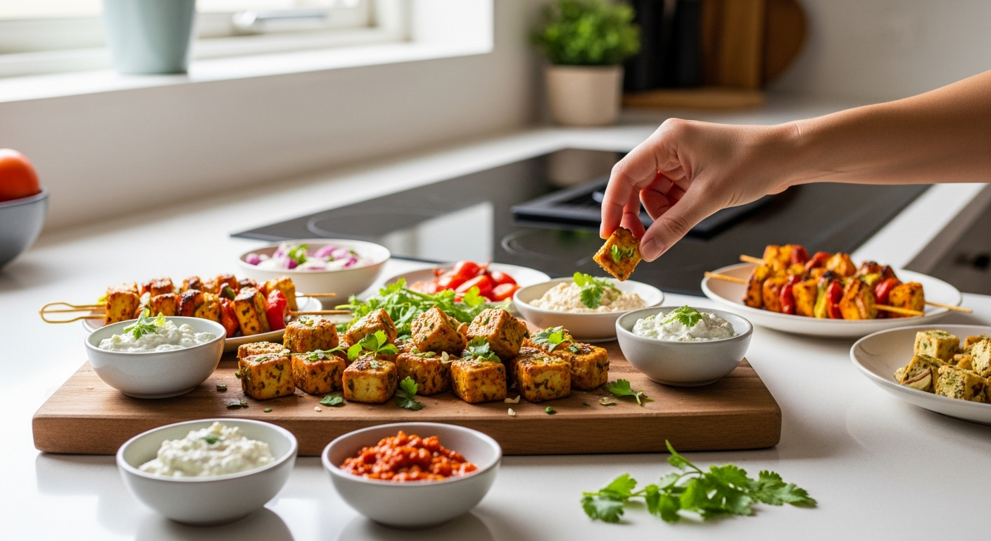 स्वादिष्ट घर पर बना पनीर ऐपेटाइज़र और व्यंजन