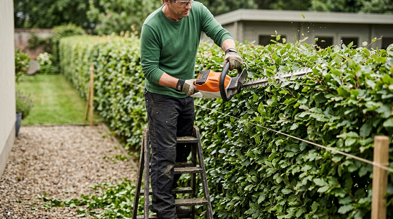 6 Step Beech Hedge Trimming Routine with Stihl HSA 60 on a 15-Metre Boundary