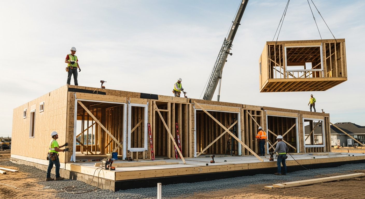 โครงสร้างบ้านโมดูลาร์ชั้นเดียวเพื่อการอยู่อาศัย