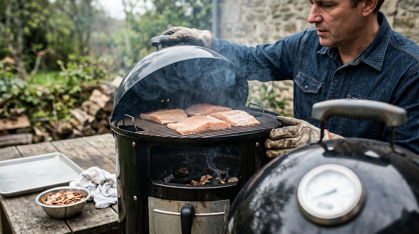3 Hours of Cold Smoking Salmon over Alder Chips in a Weber Smokey Mountain