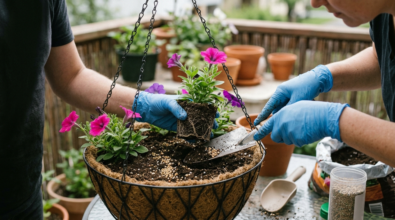 Miracle-Gro Slow Release Granules vs Osmocote for a 12-Week Petunia Basket