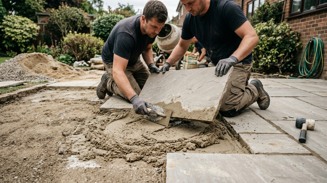 Pavingexpert Bedding Method vs Buttering Individual Slabs for a 25-Square-Metre Sandstone Patio