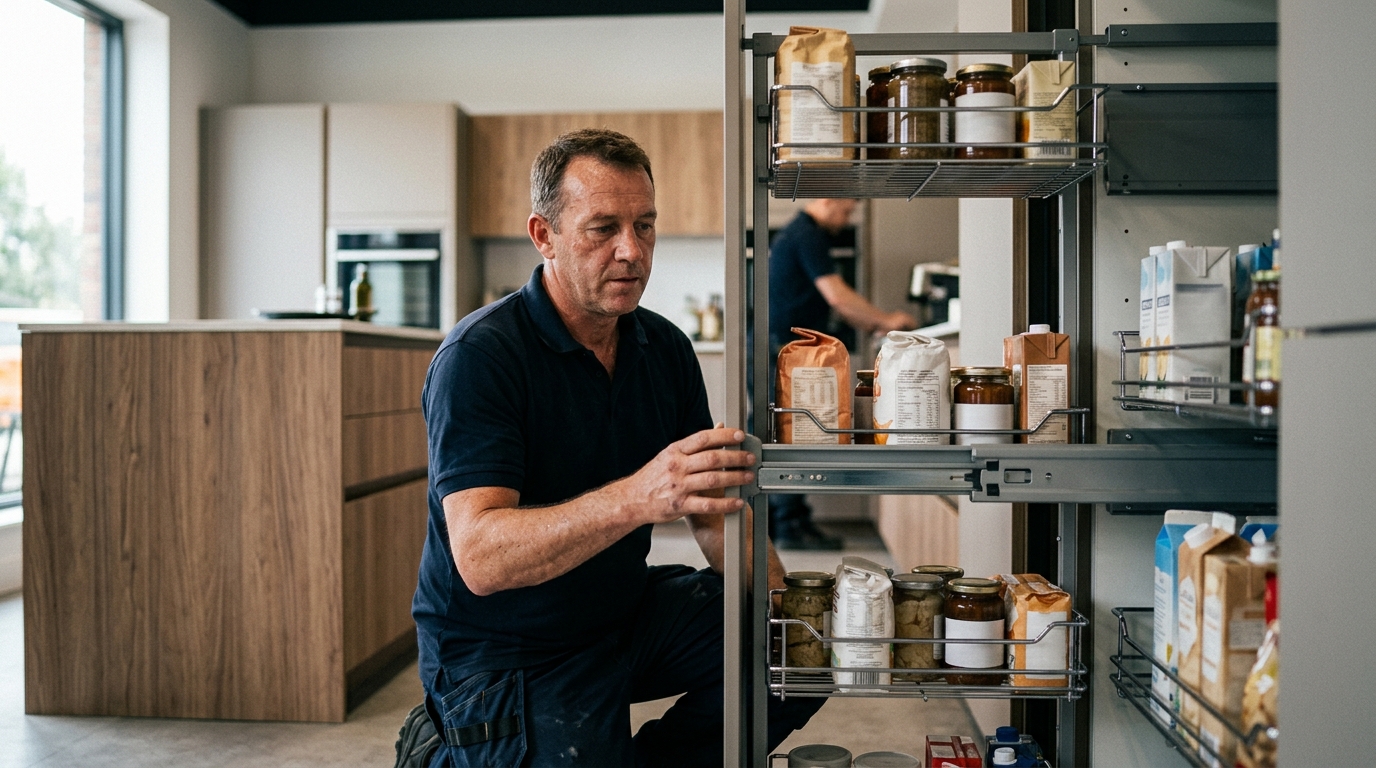900 Litres of Pantry Capacity Reached with Kesseböhmer Tandem Pull-Out Larder Frames