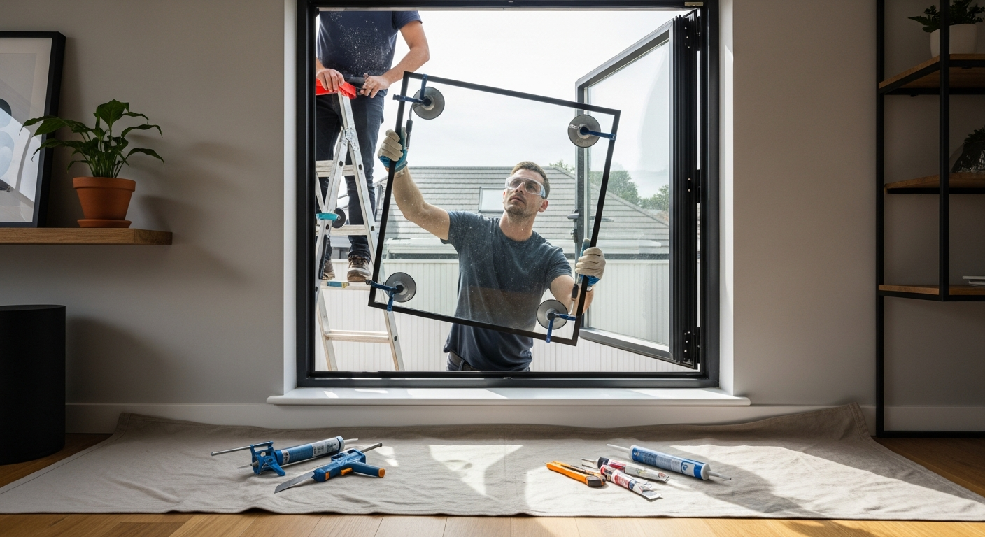 Langu stiklo keitimas ir technine prieziura