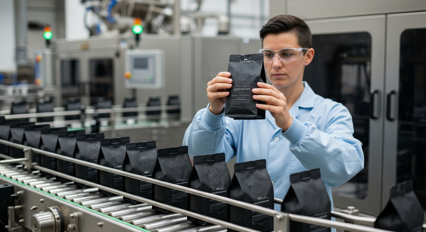 Minőségellenőrzés a kávécsomagolás során