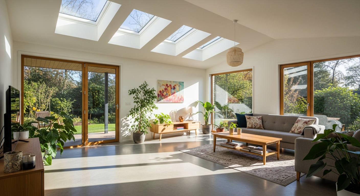 การเพิ่มแสงสว่างจากธรรมชาติในบ้านสำเร็จรูปชั้นเดียว