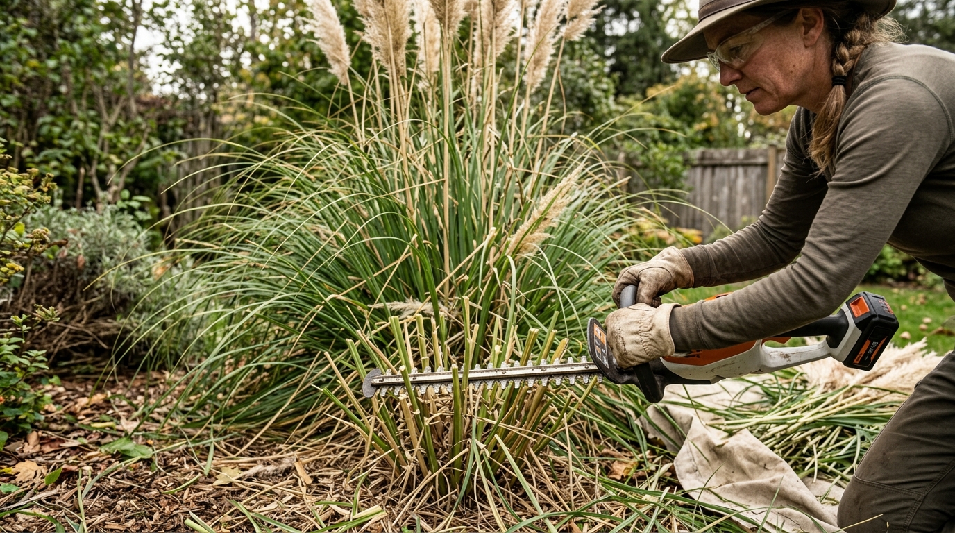 6 Step Pampas Grass Cutback Method with Stihl HSA 50 on a 3-Metre Clump