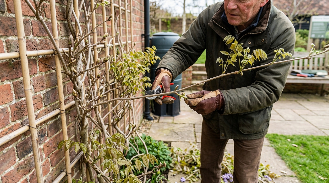 Prune a Wisteria Sinensis with Felco 2 Secateurs in Late Winter and Midsummer