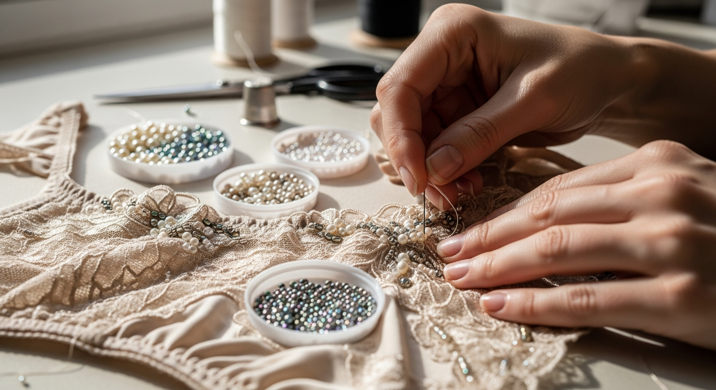 Confección artesanal de prendas íntimas con cuentas