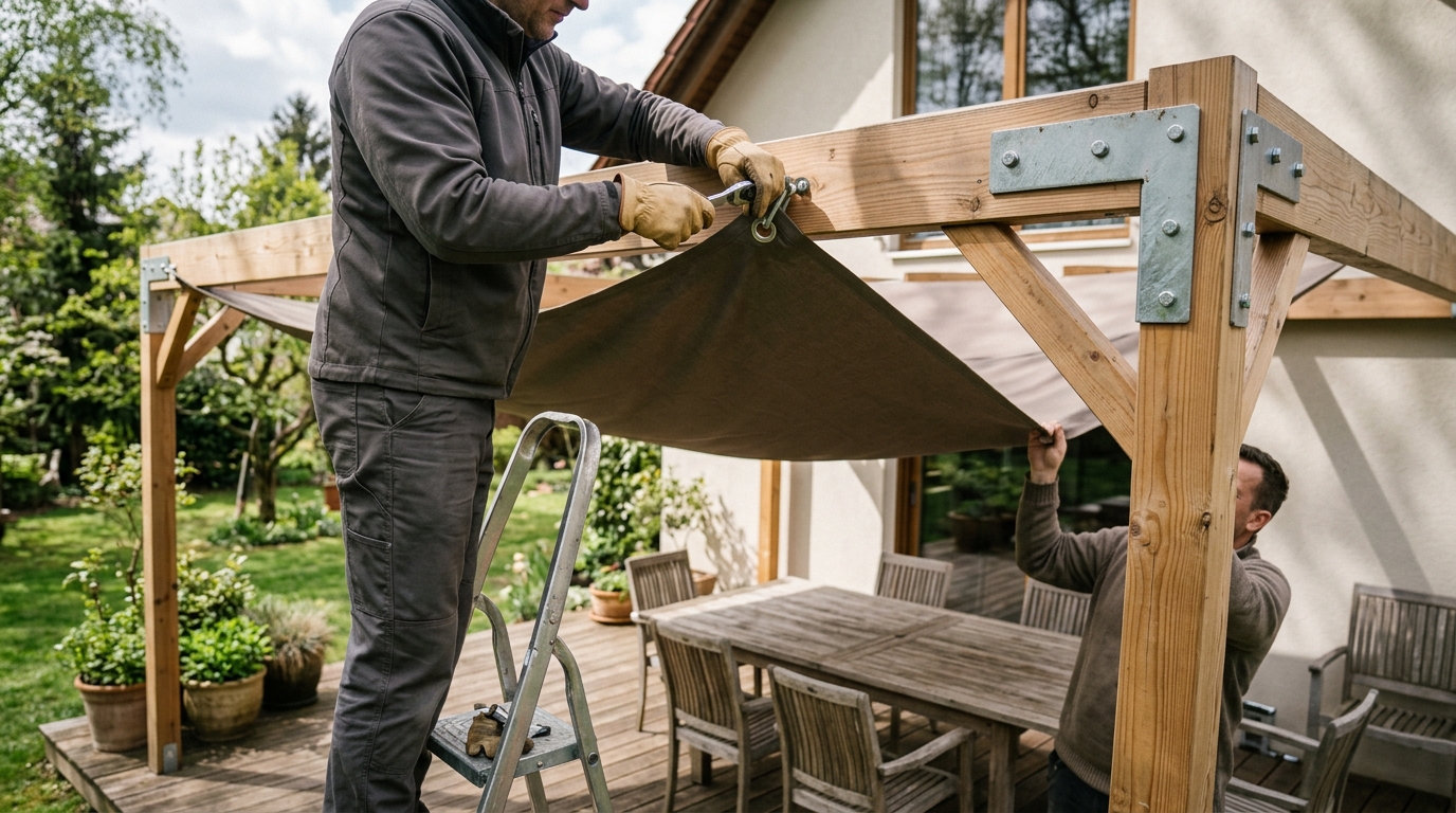 Terrassenüberdachung aus Polen mit 7 × 5 m und Montage: Material, Lieferung und Gesamtkosten