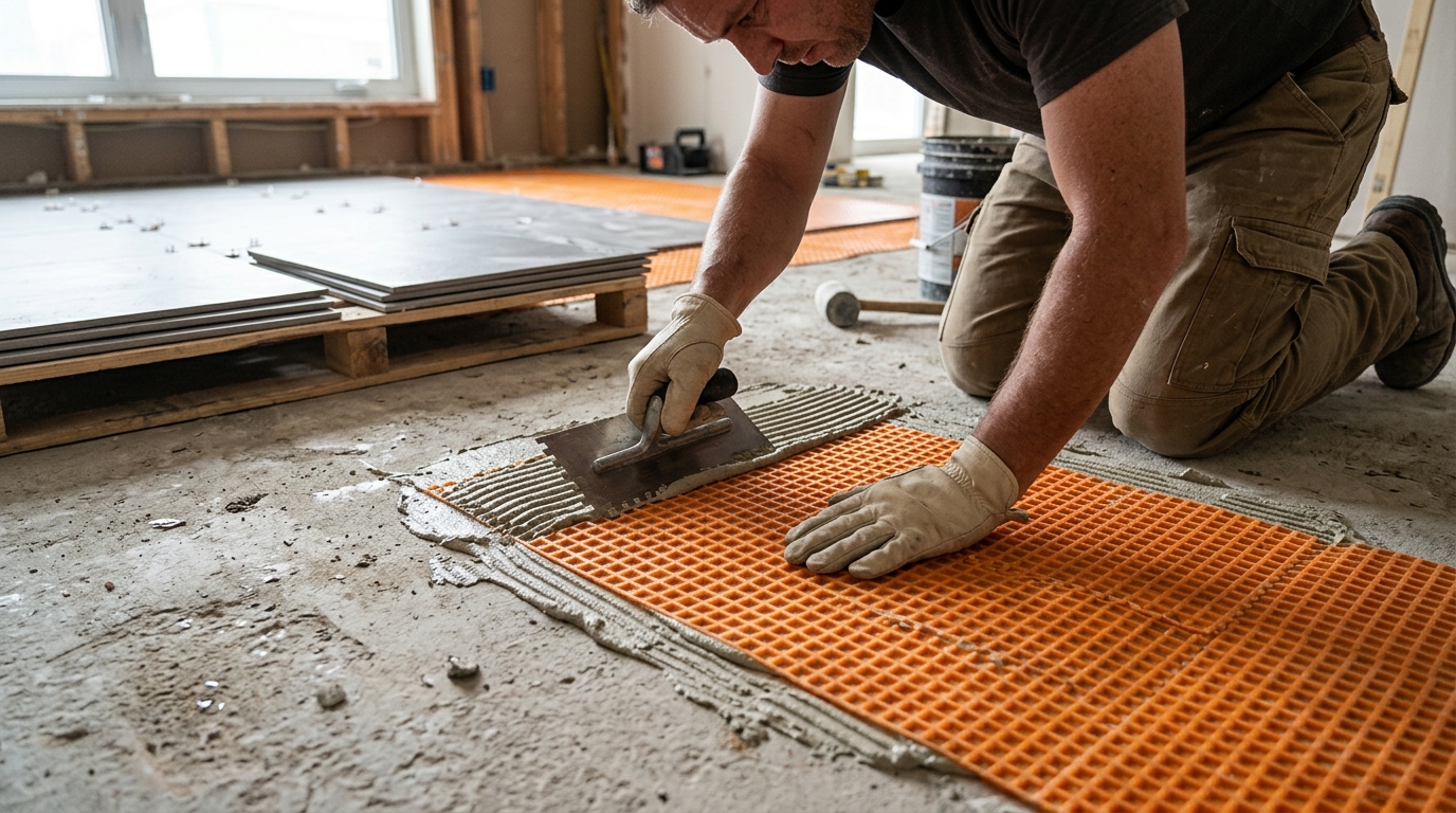 6mm Movement Absorbed by a Schluter Ditra Uncoupling Mat Under Porcelain