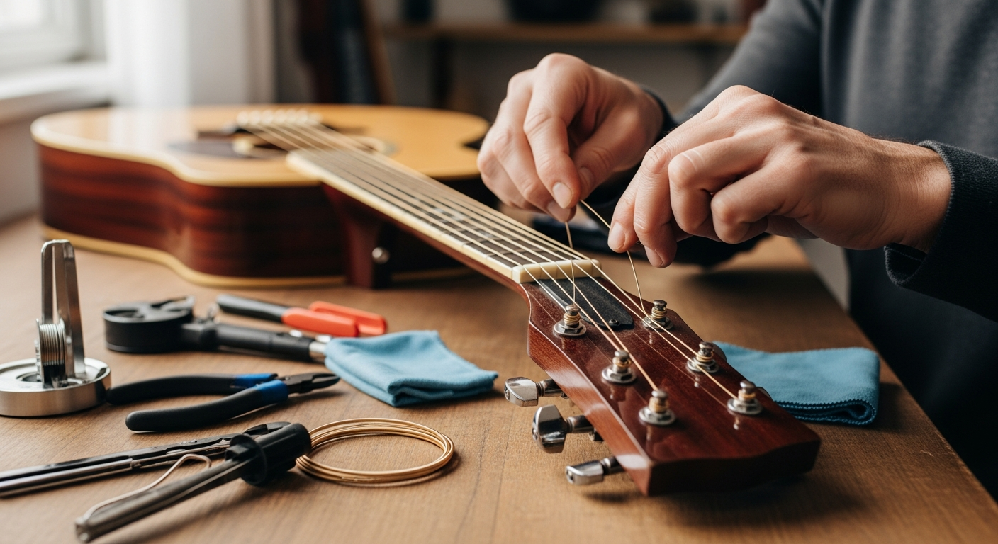 Muzikinio instrumento stygų keitimo gidas