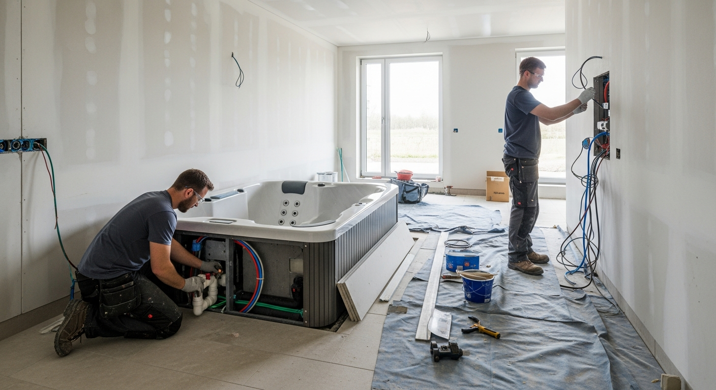 Installation av inomhusbubbelpool