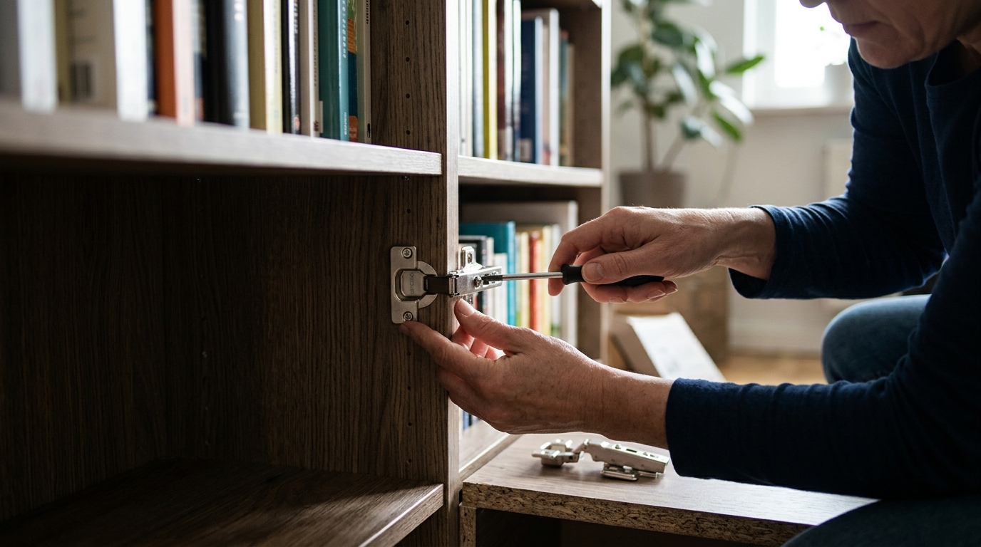 IKEA BILLY Bookcase: Why the Doors Sag After Six Months and How the OXBERG Hinge Kit Fixes It
